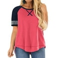 thumbnail image 1 of LANREMON Women Plus Size tops Summer t shirts Tunic for Women Crew Neck Short Sleeve Flowy Oversized T Shirts Blouse Pink 24 Plus, 1 of 5
