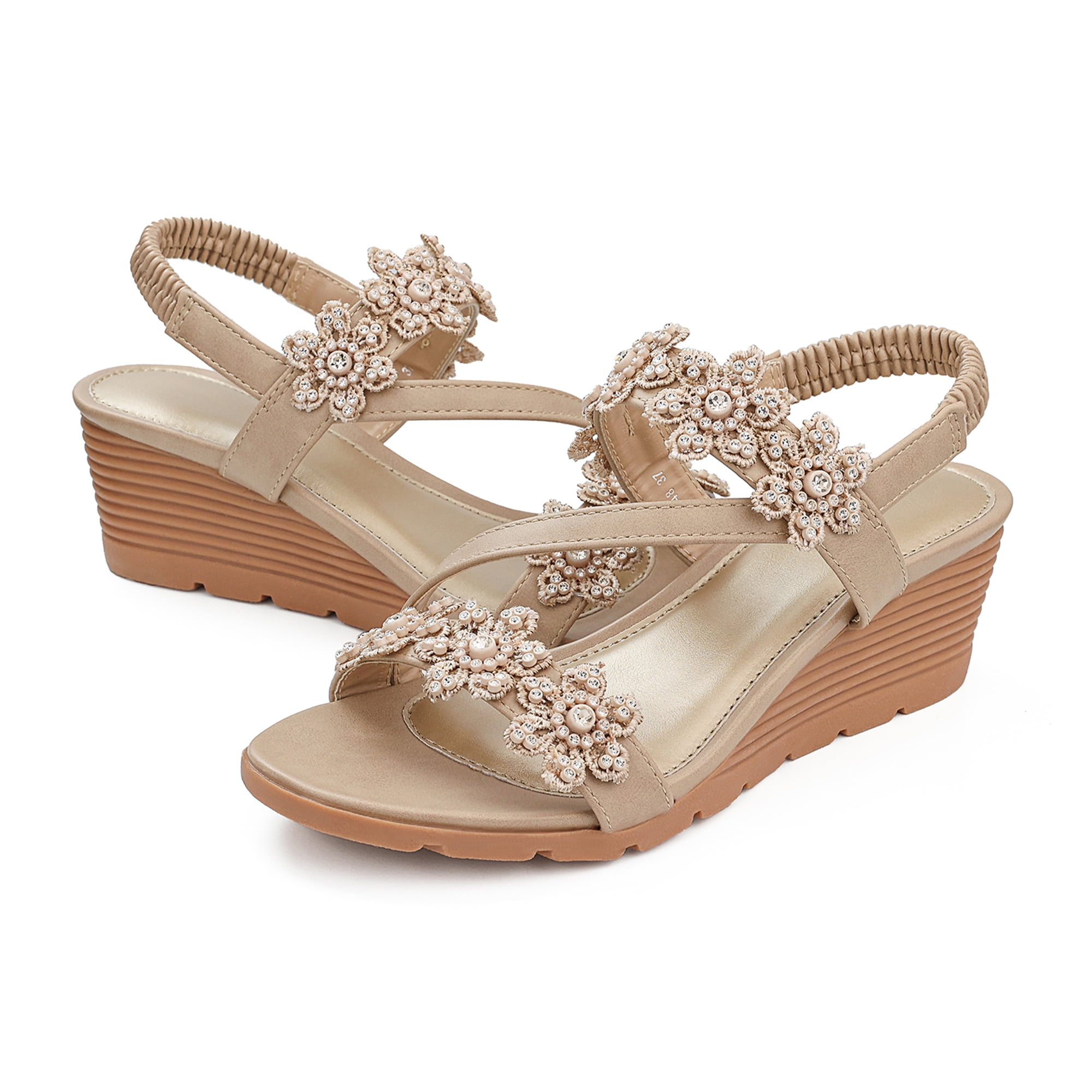 Chic Summer Women's Fashion Rhinestone Flat Sandals - Open Toe, Slip-On with Elastic Ankle Strap, Rubber Sole - For Women - Perfect for Summer Parties & Casual Outings - Ideal Gift for Fashionable Ladies main image 0