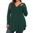 thumbnail image 1 of LANREMON Women's Plus Size Henley Shirts V Neck Button Tunic Tops Casual Long Sleeve Swing Flowy Blouse, 1 of 7