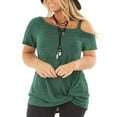 thumbnail image 1 of LANREMON Women's Plus Size Tops Summer Casual Oversized Short Sleeve Tee Shirt Twist Knot Blouses Tunics Green 18 Plus, 1 of 4