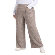 LANREMON Womens Plus Size Ribbed Loose Wide Leg Pants with Pockets Casual Lounge Pants High Waisted Palazzo Trousers