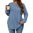 thumbnail image 1 of LANREMON Women's Plus Size Crewneck Long Sleeve Tops Casual Lightweight Fall Pullover Tunic Sweaters Shirts, 1 of 7