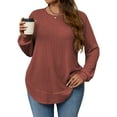thumbnail image 1 of LANREMON Women's Plus Size Crewneck Long Sleeve Tops Casual Lightweight Fall Pullover Tunic Sweaters Shirts, 1 of 7