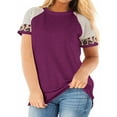thumbnail image 1 of LANREMON Womens Plus Size Tunic Tops for Women t shirts Summer Casual Loose Short Sleeve Tshirts Shirts Color Block Blouse Pink 16 Plus, 1 of 5