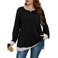 thumbnail image 1 of LANREMON Womens Tops Long Sleeve Shirts for Women Plus Size Womens Clothes Crew Neck Fall Tops for Womens Plus Size Tops Lightweight Winter Black 2XL, 1 of 8