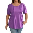 thumbnail image 1 of LANREMON Womens Tops Plus Size Short Sleeve Loose Top Crew Neck Top Basic Cotton T Shirts for Women Casual Summer Clothes Purple 5XL, 1 of 8