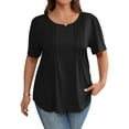 thumbnail image 1 of LANREMON Womens Tops Short Sleeve Summer Plus Size T shirt Loose Top Crew Neck Top Basic Cotton T Shirts Casual Summer Clothes Black 4XL, 1 of 8