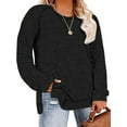 thumbnail image 1 of LANREMON Womens plus size tops long sleeve shirts tunic crew neck sweatershirts fashion 2024 fall Oversized Flowy Blouse Casual clothes Black, 1 of 5