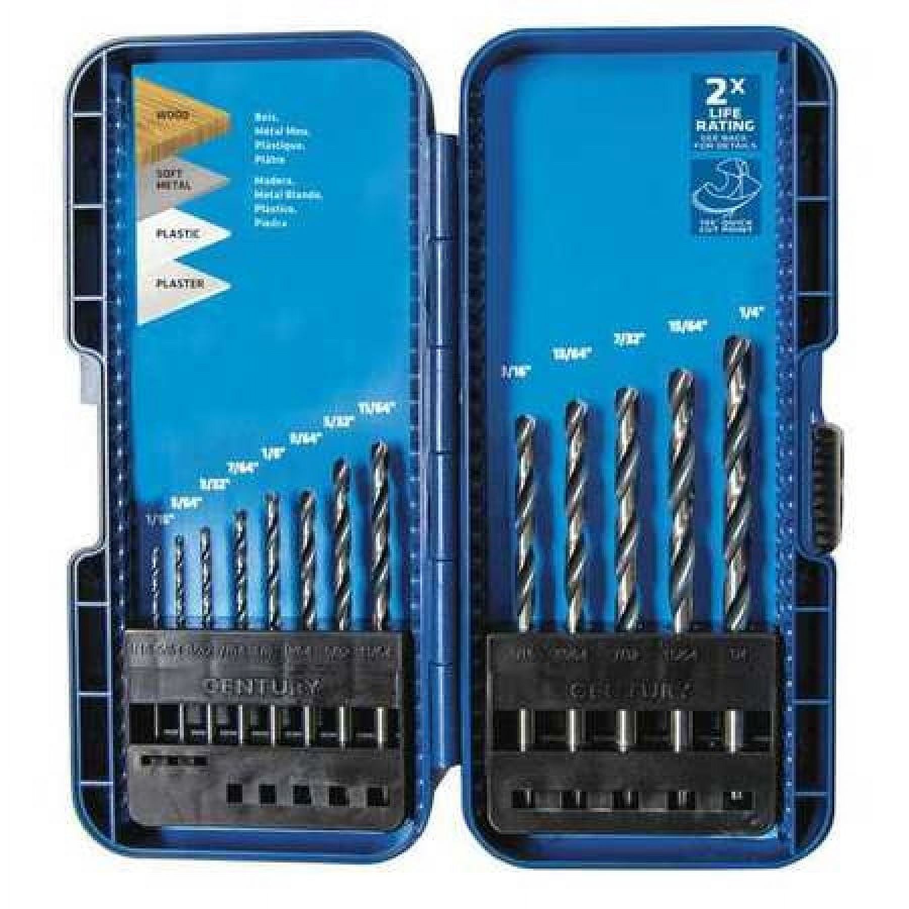 Century Drill & Tool 88715 High Speed Steel Drill Bit Set, 13-Piece