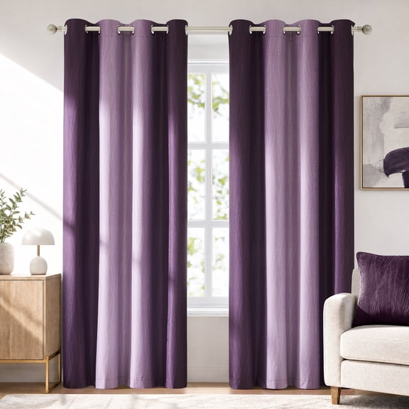 LANTINGSHENG Thermal Insulated Purple Gradient Color Grommet Top 100% Blackout Curtain for Living Room and Bedroom, 56" x 84" 2 Panels