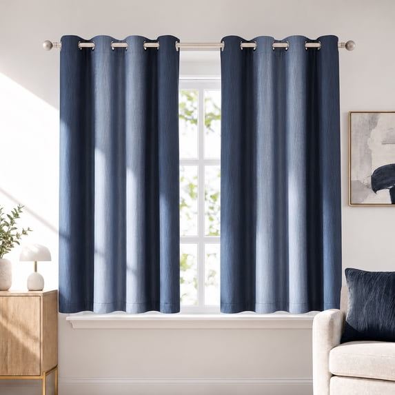 LANTINGSHENG Thermal Insulated Blue Gradient Color Grommet Top 100% Blackout Curtain for Living Room and Bedroom, 56" x 63" 2 Panels