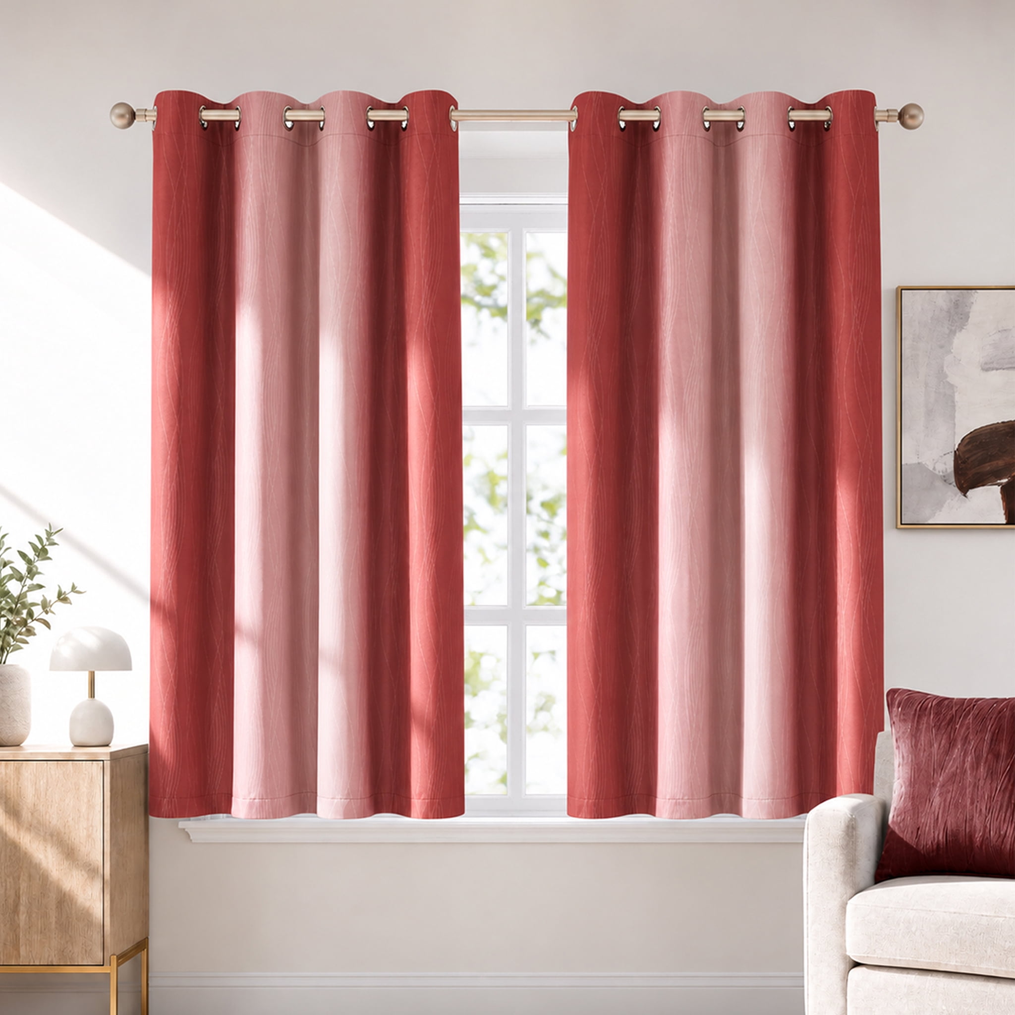 LANTINGSHENG Thermal Insulated Red Gradient Color Grommet Top 100% ...