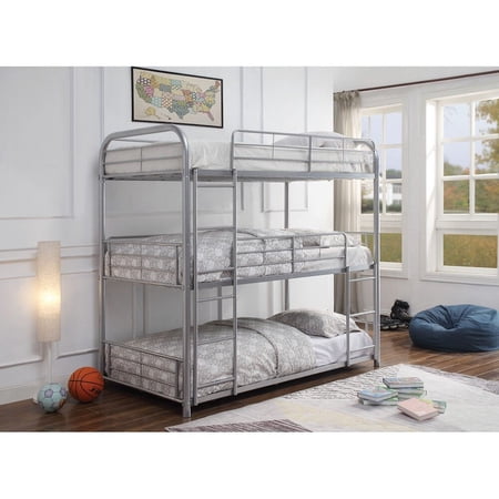 LANTRO JS Bunk Bed Triple Twin in Silver 38100