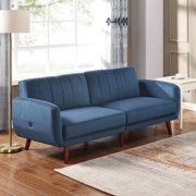 LANTRO JS Modern Velvet Loveseat Sofa Bed with USB Charging for Small Place and Living Room. Navy (79.5”x34”x31”)