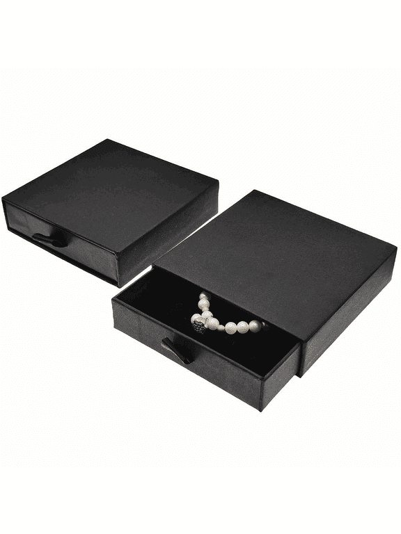 2 Pack Jewelry Gift Boxes 3.1 x 3.1 x 1 Inch Cardboard Jewelry Boxes, Small Gift Boxes for Jewelry Earrings Necklaces Handmade Bangles Bracelets (Black)