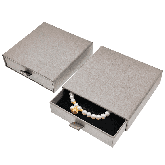 LANTWOO 2 Pack Jewelry Gift Boxes 4 x 4 x 1.4 Inch Cardboard Jewelry Boxes, Small Gift Boxes for Jewelry Earrings Necklaces Handmade Bangles Bracelets (Grey)