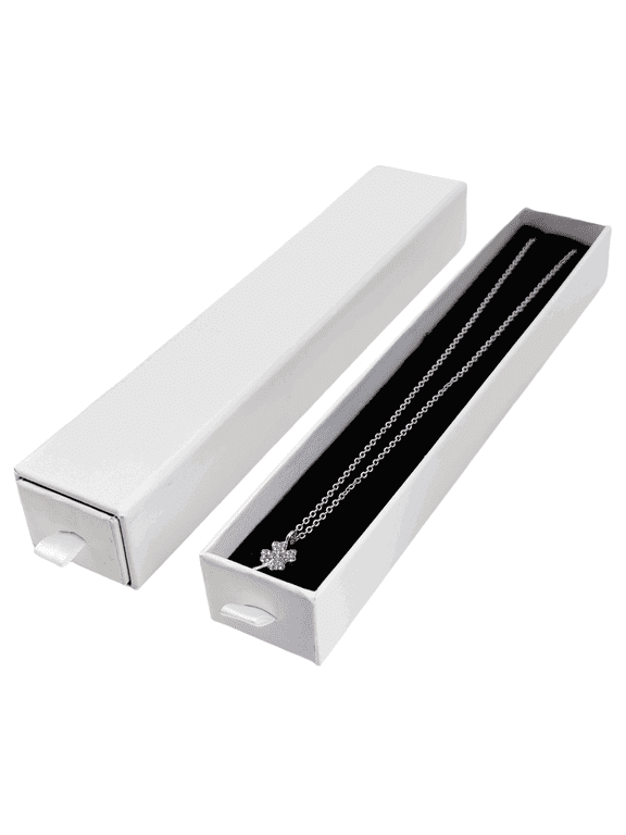 2 Pieces Long Chain Necklace Jewelry Gift Box, 8.3 x 1.6 x 1.2 Inch Small Long Necklaces Pendants Bracelets Jewelry Display Box for Wedding, Engagement, Valentine's Day (White)