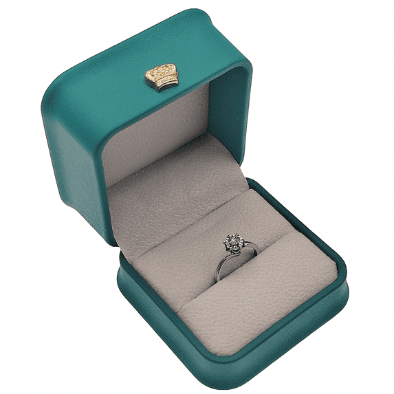 LANTWOO Premium Leather Engagement Ring Box, Velvet Interior Jewelry Ring Gift Box for Proposal Wedding Valentine's Day Anniversary Christmas (Green)
