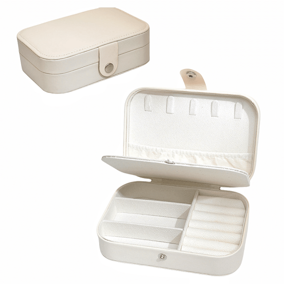LANTWOO Travel Jewelry Box, PU Leather Small Jewelry Organizer for Women Girls, Double Layer Portable Mini Travel Case Display Storage Holder Boxes for Stud Earrings, Rings, Necklaces, Bracelets