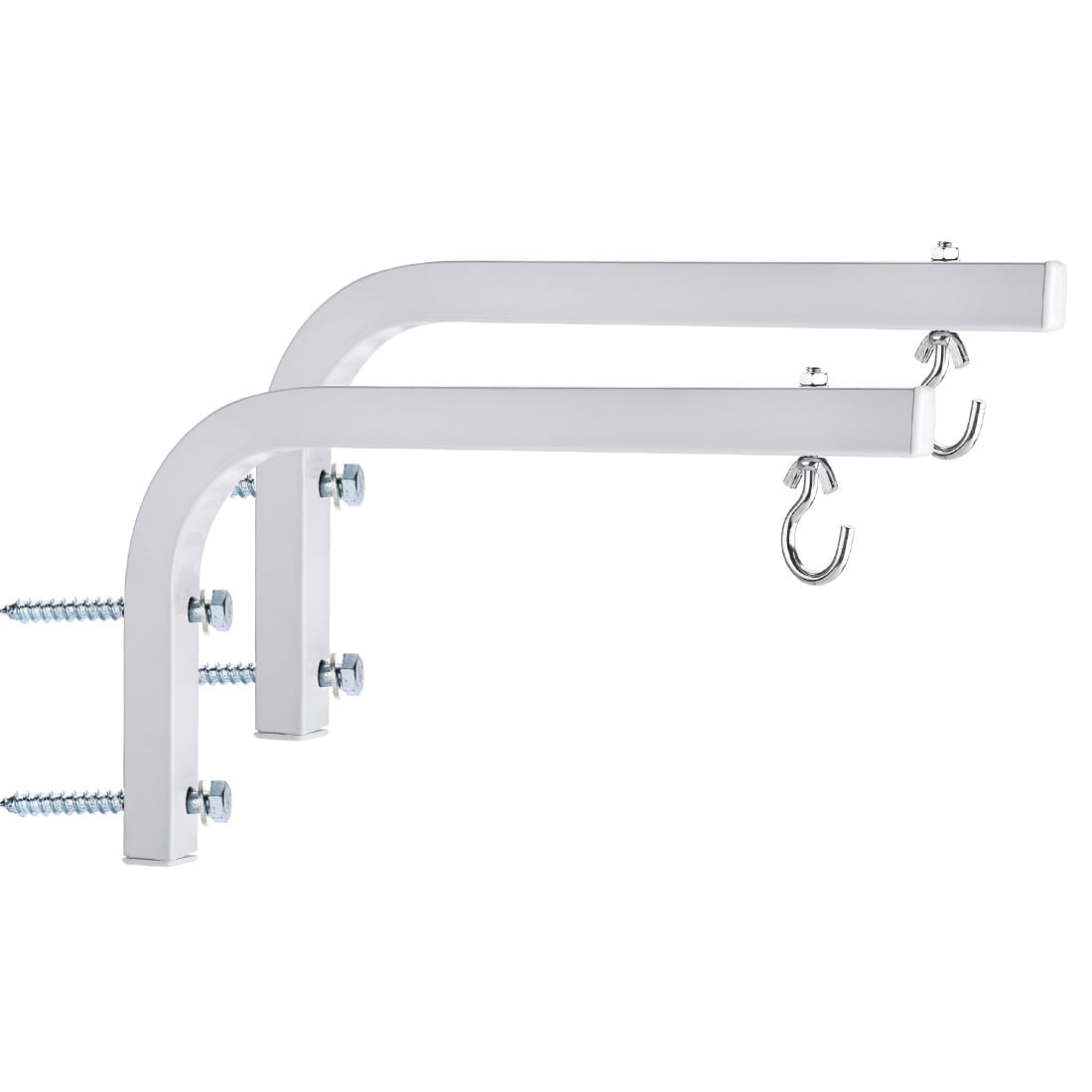 LANTWOO Universal Projector Screen Wall Mount L-Brackets Wall Hanging Mount 10 Inch Adjustable Extension Mounting Hooks for Projection Screen (White)