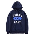 thumbnail image 1 of LANY I Miss You Print Merch Hoodie - Unisex Cotton Long Sleeve Pullover, Hooded Casual Streetwear Sweatshirt for Men Women (XXL Available),XL,navy, 1 of 3