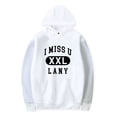thumbnail image 1 of LANY I Miss You Print Merch Hoodie - Unisex Cotton Long Sleeve Pullover, Hooded Casual Streetwear Sweatshirt for Men Women (XXL Available),XXS,White, 1 of 3