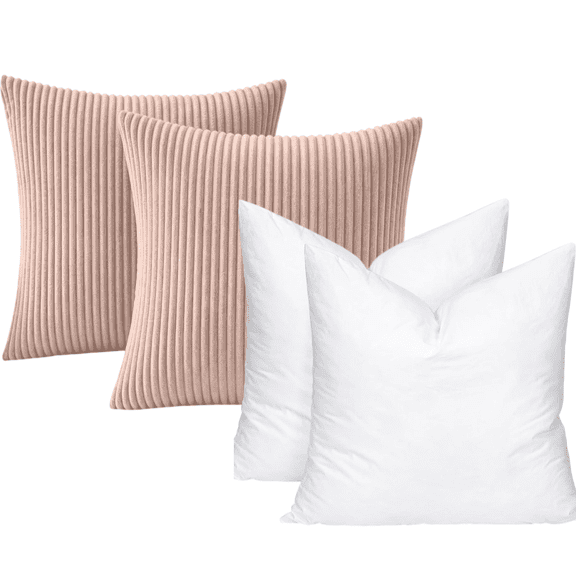LANYC OMGYL 2 Pack Removable Soft Corduroy Pillow 18x18in, Light Pink