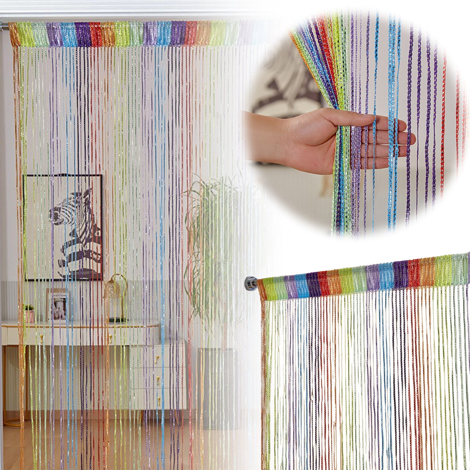 String Door Screen LANpengDZ Door String Curtain Wall Panel Fringe Window Room Divider ...