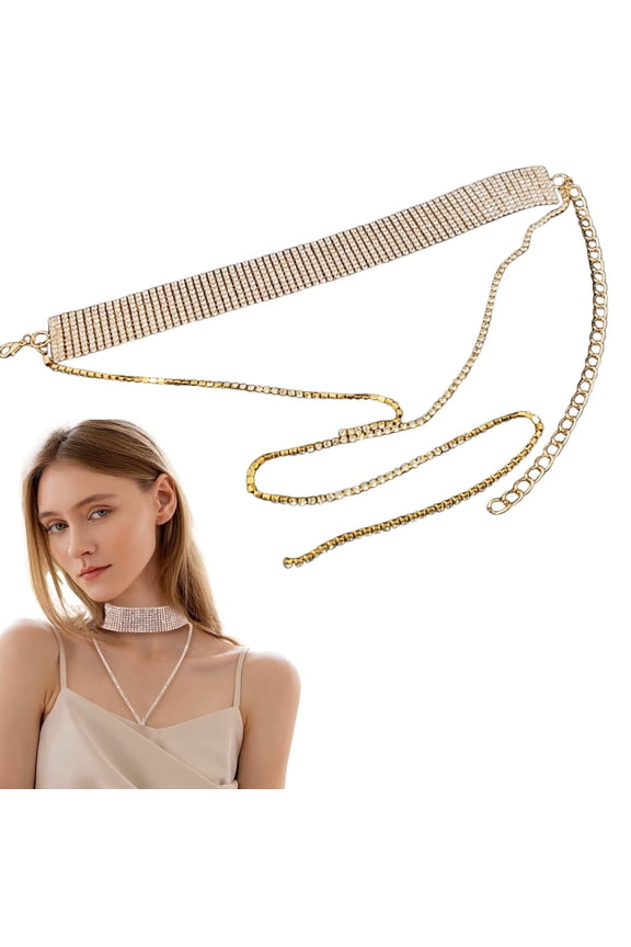 Glamorous Retro Statement Necklace Exaggerated Shining Layered Choker With Full For Women Collar 1 necklace Vintage designer gold necklace Jewelry & Watches accessories Necklaces & Pendants