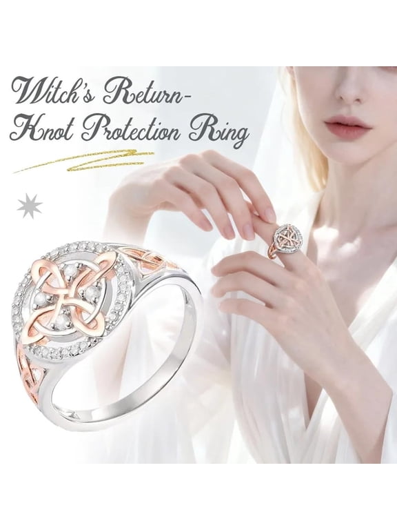 Handmade Witchs Knot Ring Bicolor Knot Ring With Cubic Zirconia Your Loved Ones Silver Jewelry For Women Ring *1 High-end ring A 6 accessories Rings