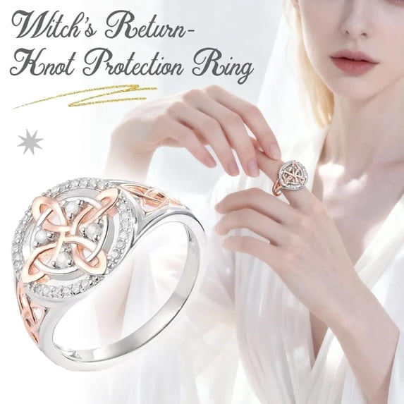 LANpengDZ Handmade Witch’s Knot Ring Bicolor Knot Ring With Cubic Zirconia Your Loved Ones Silver Jewelry For Women Ring *1 High-end ring A 7 accessories Rings