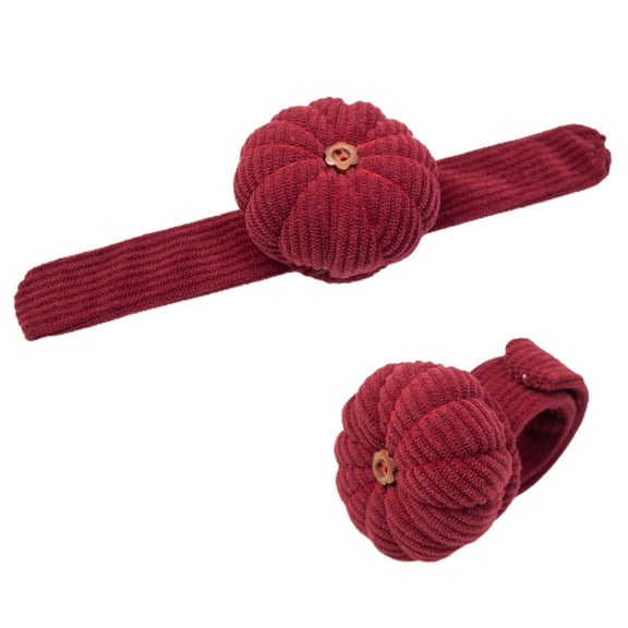 LANpengDZ Pumpkin Wrist Pin Cushion Slap Bracelet Sewing Needle Holder Organizer for Quilting Embroidery Valentine Gift