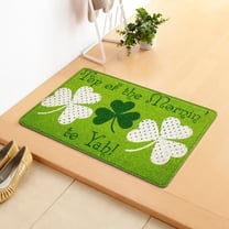 LANpengDZ St. Patrick's Day Doormat Shamrock Rug Irish Welcome Mat Lucky Clover Floor Pad Seasonal Entryway Decor for Home Front Door Patio Party