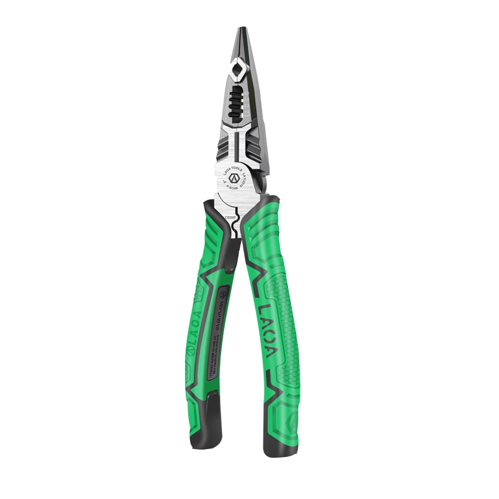LAOA Electrician Pliers Needle Nose Pliers Wire Stripping Pliers Eire Cutting/Stripping/Crimping/Pulling/Clamping in One,5 in 1 Professional Type Pliers