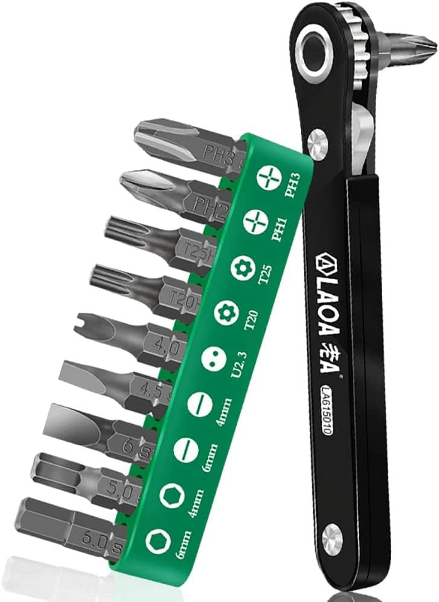 LAOA Mini Ratchet Wrench Screwdriver Bit Set with Hex Shank