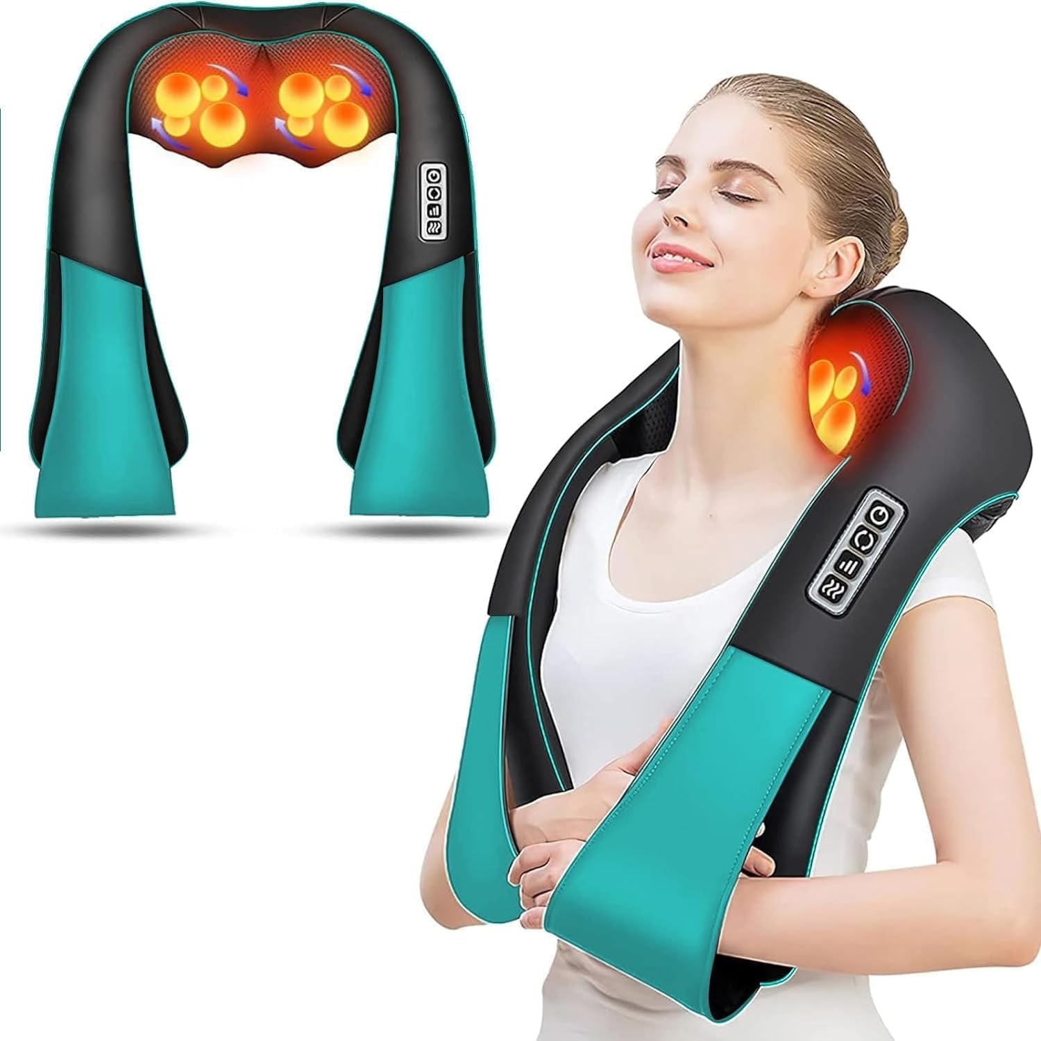 LAOBEN Neck Massager with Heat, Shiatsu Neck and Shoulder Massager for Men/Women, Office & Home & Car Use