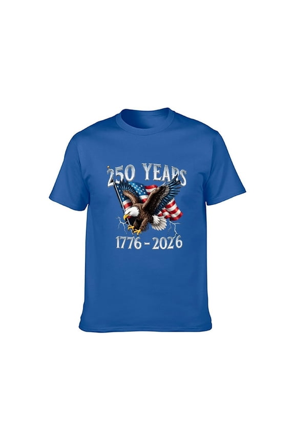 250th Anniversary “250 Years” 1776-2026 Patriotic Eagle American Flag Graphic T-Shirt, 100% Cotton, Unisex S-4XL
