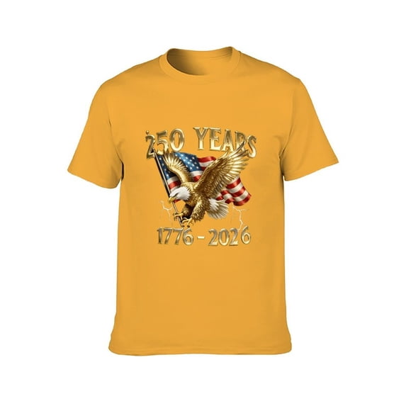 LAOLIUSN America 250 Years 1776–2026 Eagle Flag Graphic T-Shirt for Independence Day, 100% Cotton, S–4XL