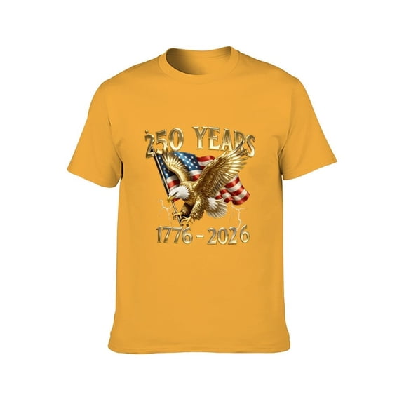 LAOLIUSN America 250 Years 1776–2026 Eagle Flag Graphic T-Shirt for Independence Day, 100% Cotton, S–4XL
