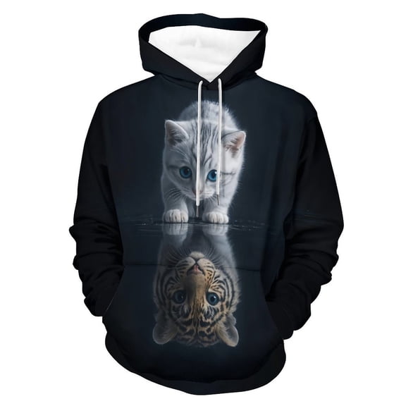 LAOLIUSN Cat Graphic Hoodie Autumn Winter Long Sleeve Pullover Cute Realistic animal-themed sweatshirts，Size S–4XL