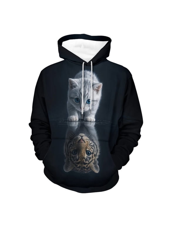Cat Graphic Hoodie Autumn Winter Long Sleeve Pullover Cute Realistic animal-themed sweatshirts,Size S–4XL