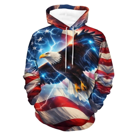 LAOLIUSN Funny American Flag Eagle Hoodie USA Bald Eagle Graphic Sweatshirt S-4XL