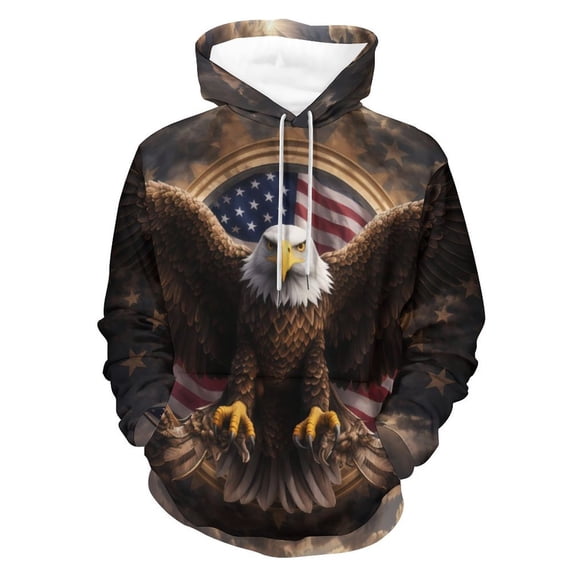 LAOLIUSN Funny American Flag Eagle Hoodie USA Bald Eagle Graphic Sweatshirt S-4XL