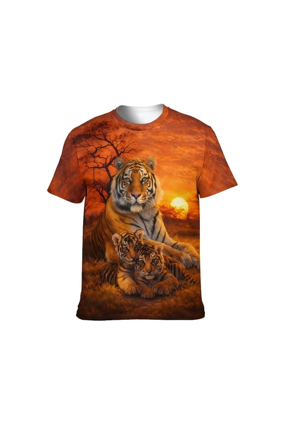 Funny Tiger Printed T-Shirt Animal Graphic Tee Shirt,S-4XL