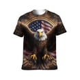 thumbnail image 1 of LAOLIUSN Funny USA Bald Eagle T-Shirt American Flag Style Graphic Tee Shirt，S-4XL, 1 of 7