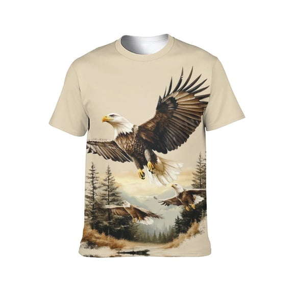 LAOLIUSN Funny USA Bald Eagle T-Shirt American Flag Style Graphic Tee Shirt,S-4XL