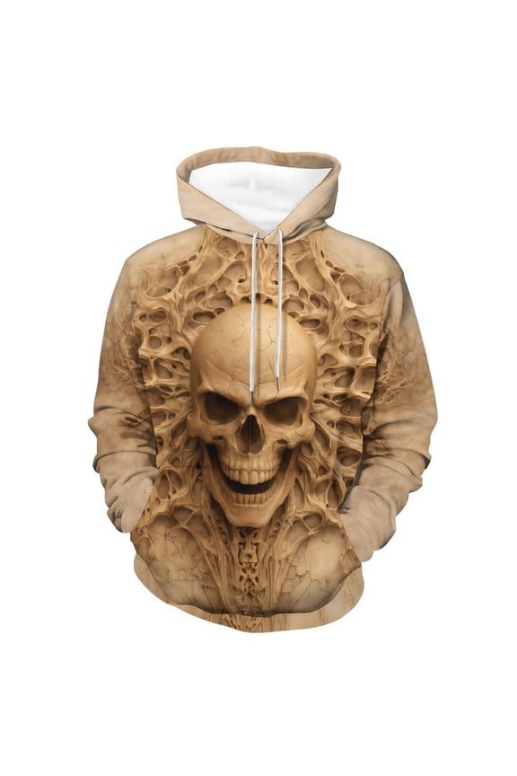 Hoodies Men Skull 3D Graphic Print Sweatshirts Pullover Tops with Pocket, S-4XL