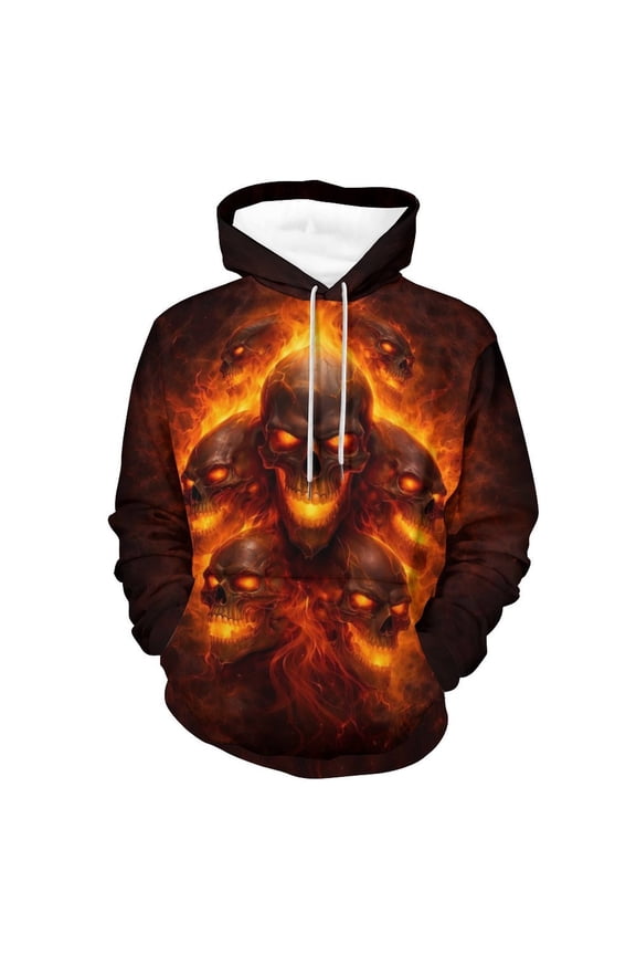 Hoodies Men Skull 3D Graphic Print Sweatshirts Pullover Tops with Pocket, S-4XL
