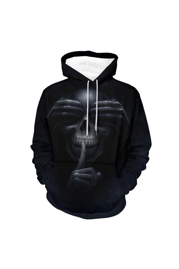 Hoodies Men Skull 3D Graphic Print Sweatshirts Pullover Tops with Pocket, S-4XL