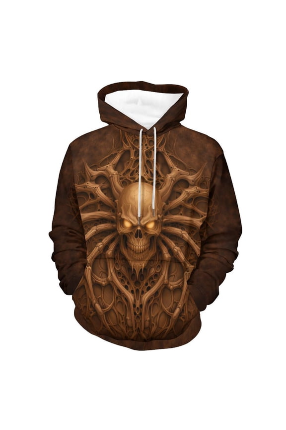 Hoodies Men Skull 3D Graphic Print Sweatshirts Pullover Tops with Pocket, S-4XL
